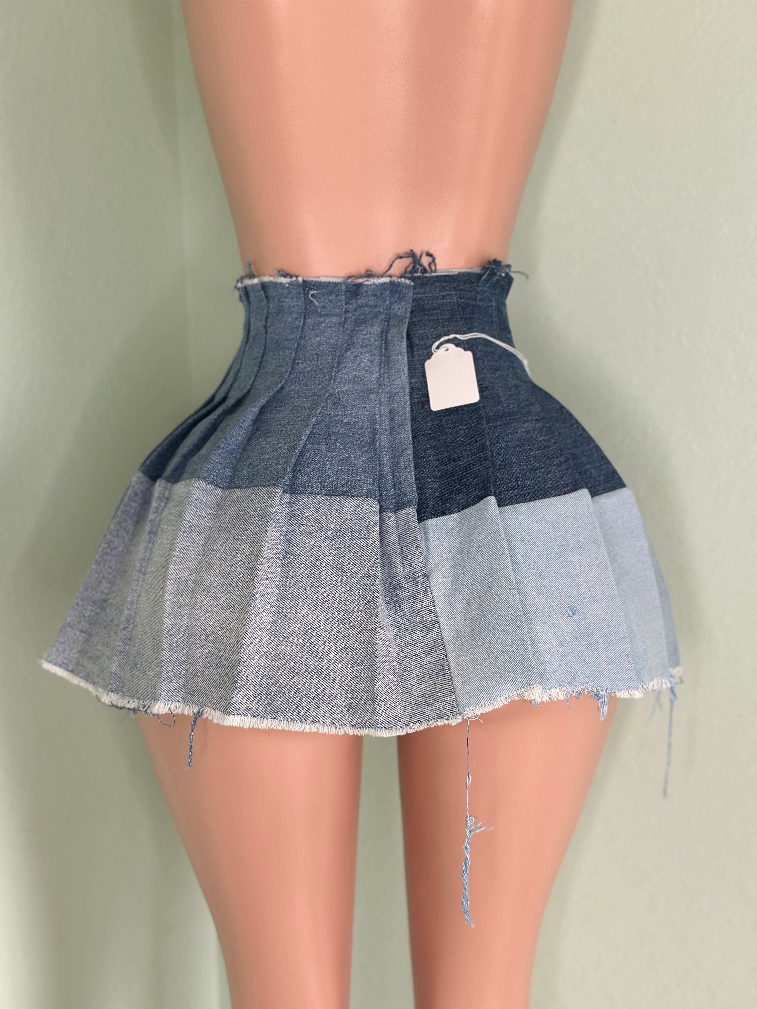 Denim Pleated Skirt #025