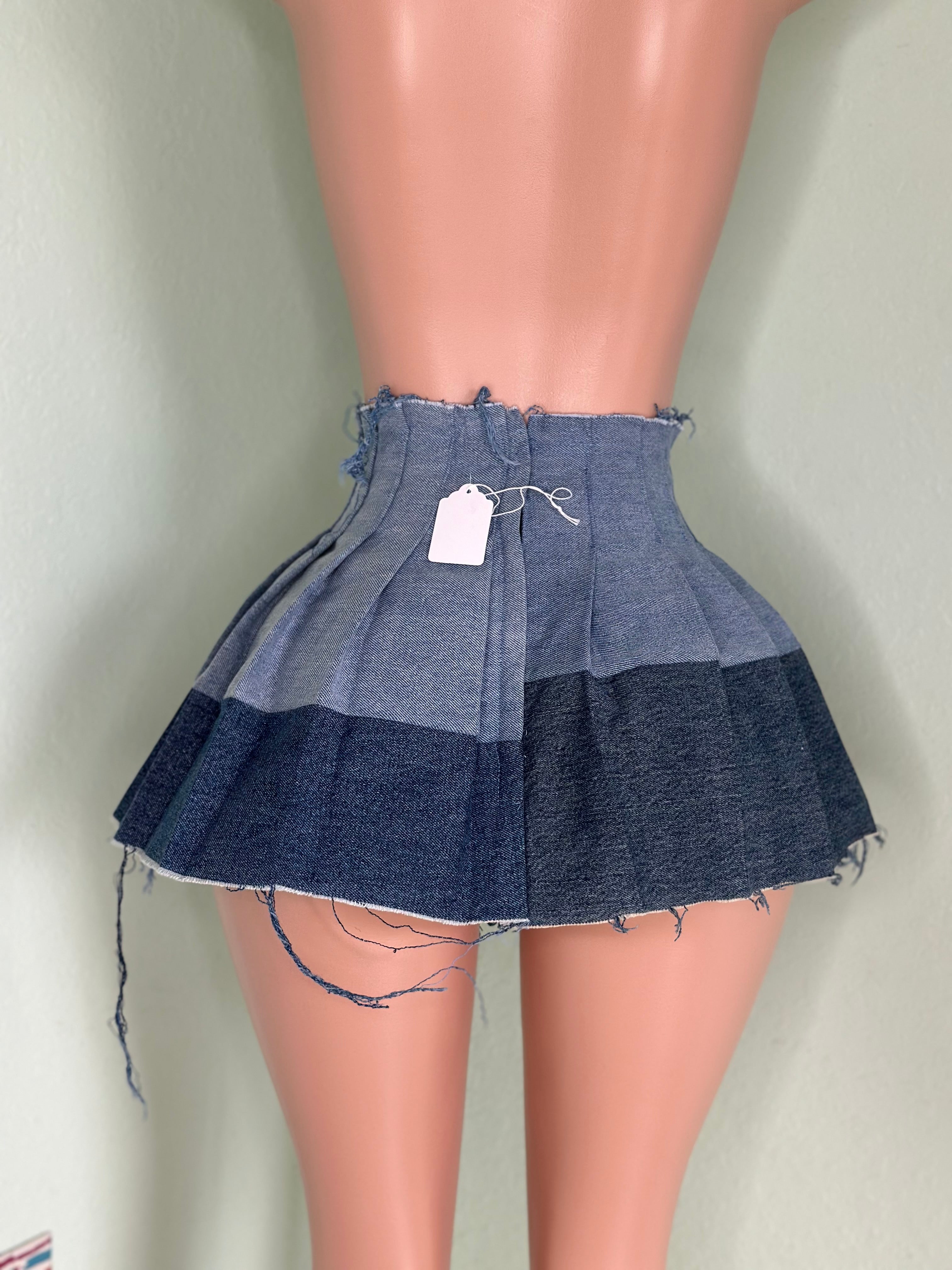 Denim Pleated Skirt #051
