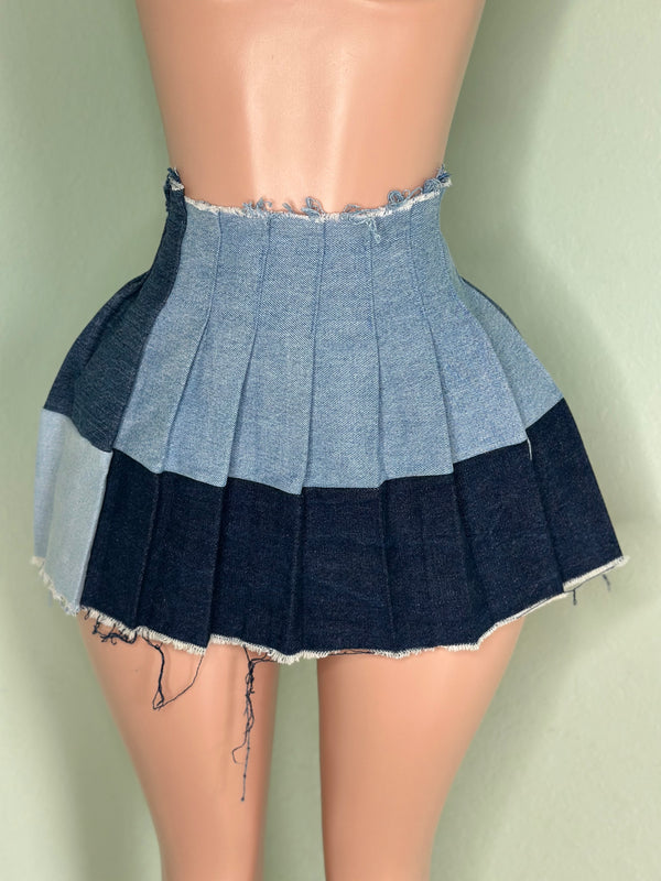 Denim Pleated Skirt #025