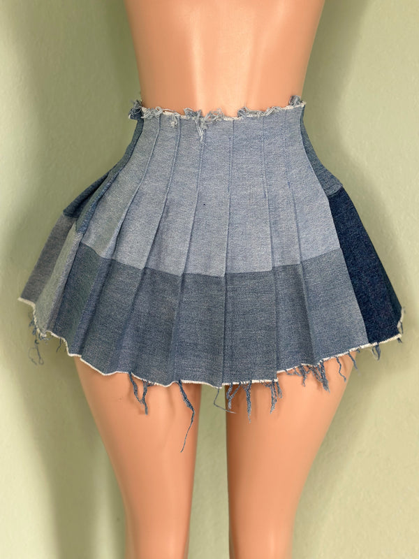Denim Pleated Skirt #045