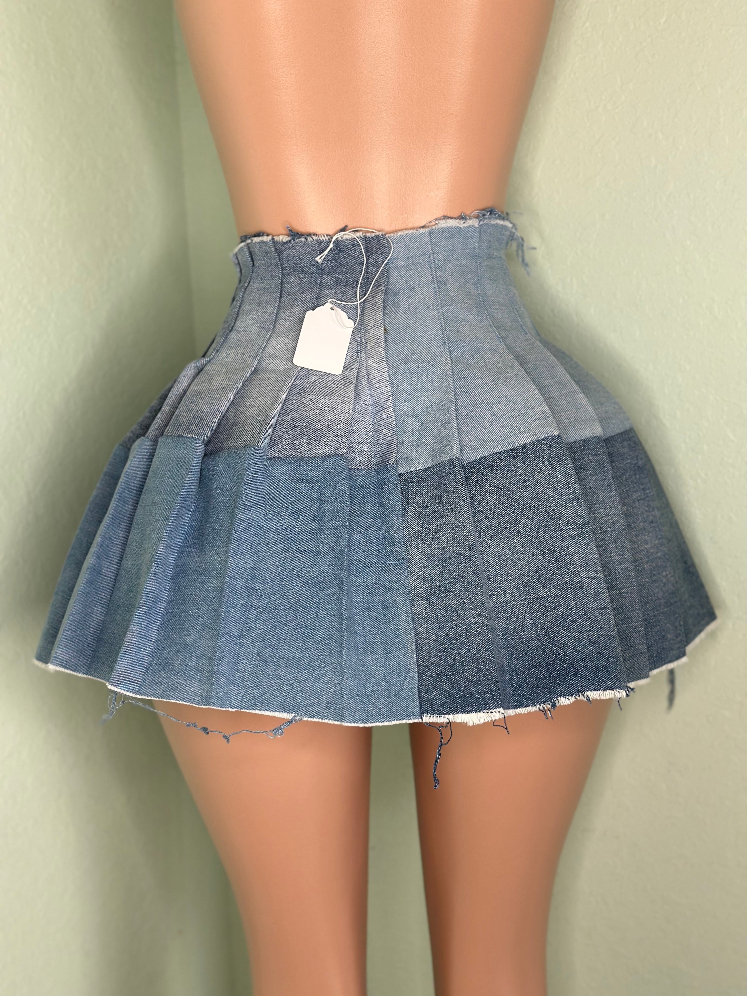 Denim Pleated Skirt #038