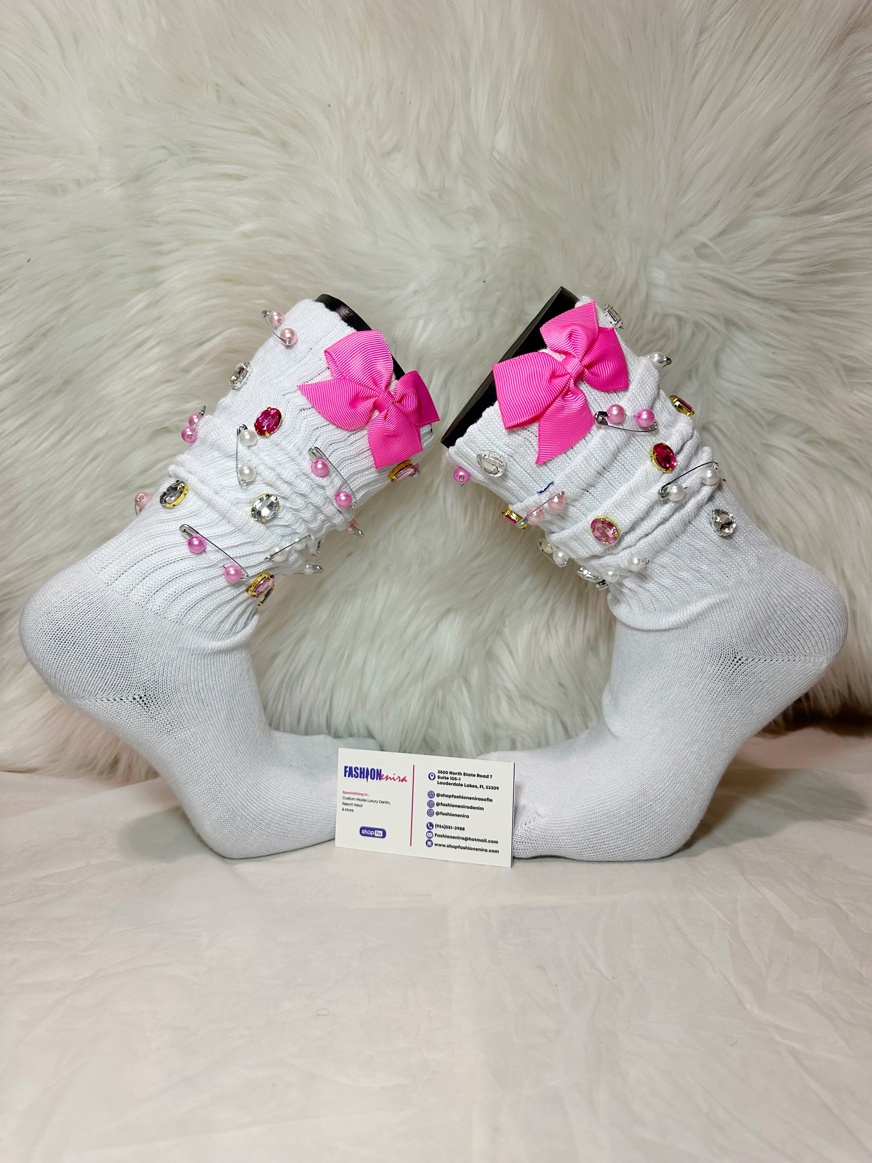 Pink Bow Socks