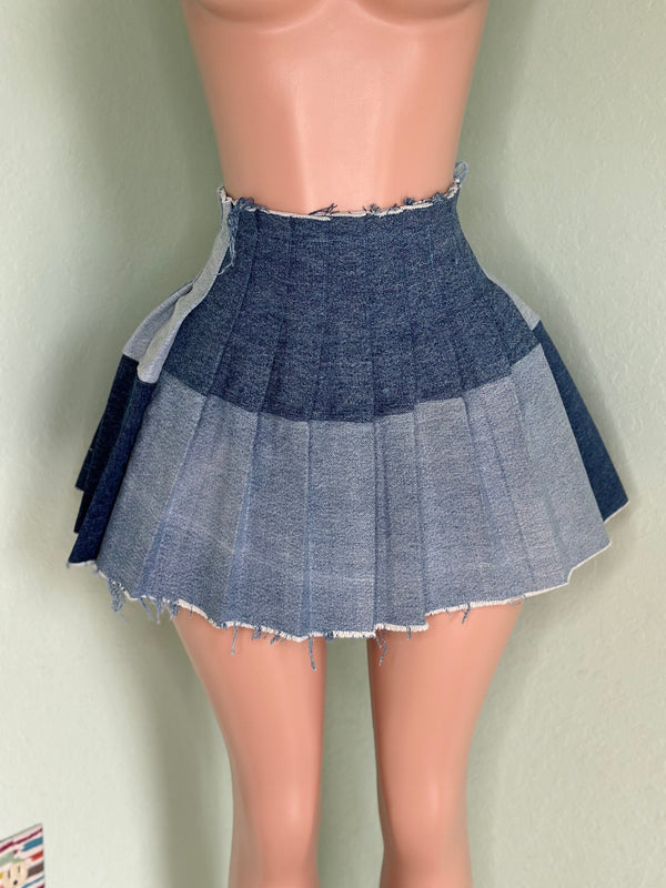 Denim Pleated Skirt #060