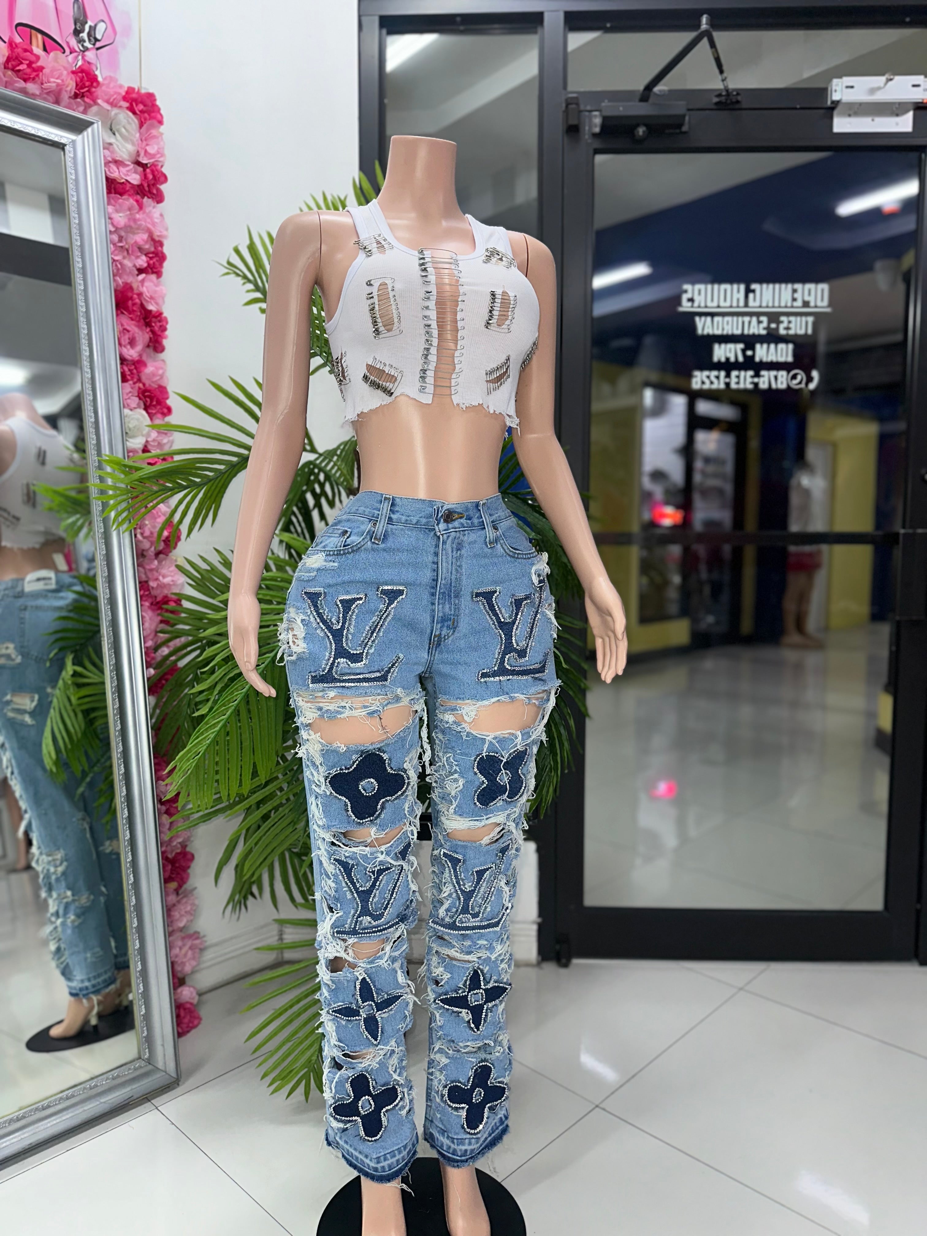 LV Rhinestone Pants