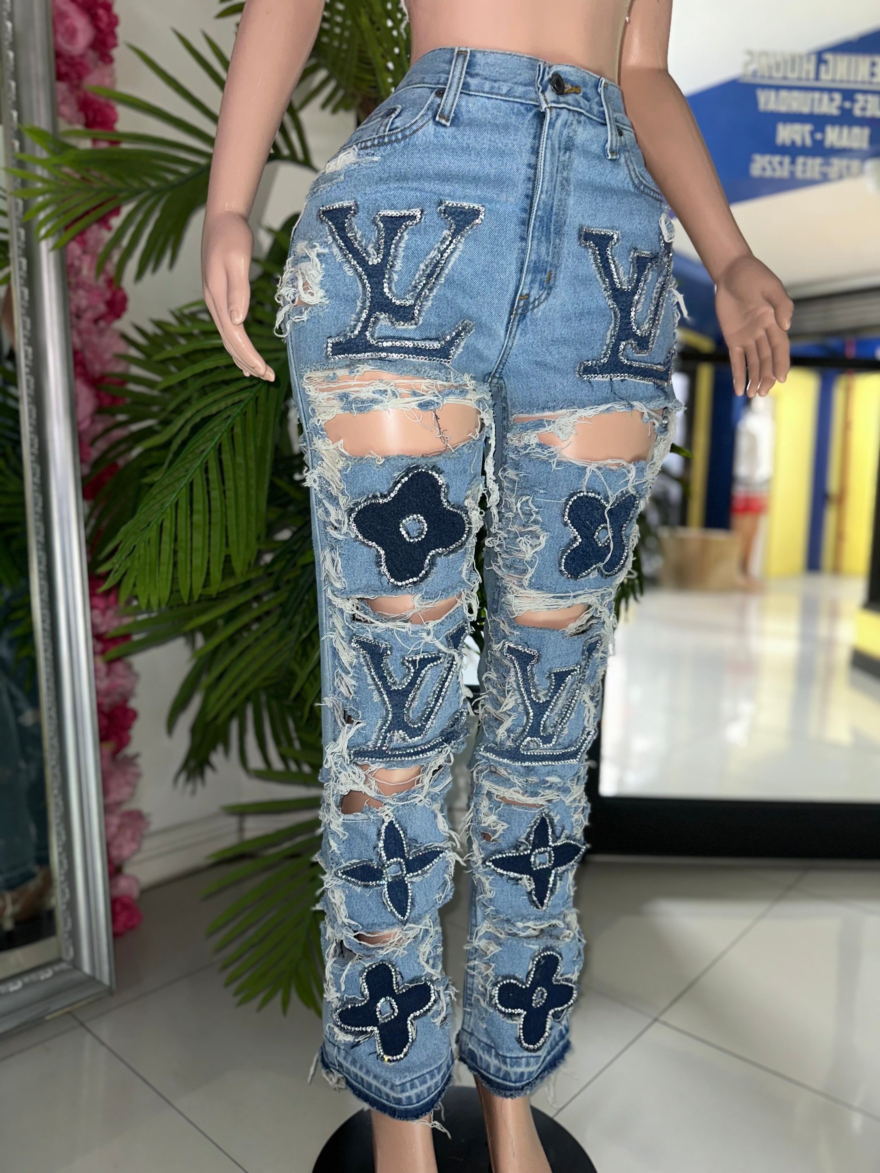LV Rhinestone Pants