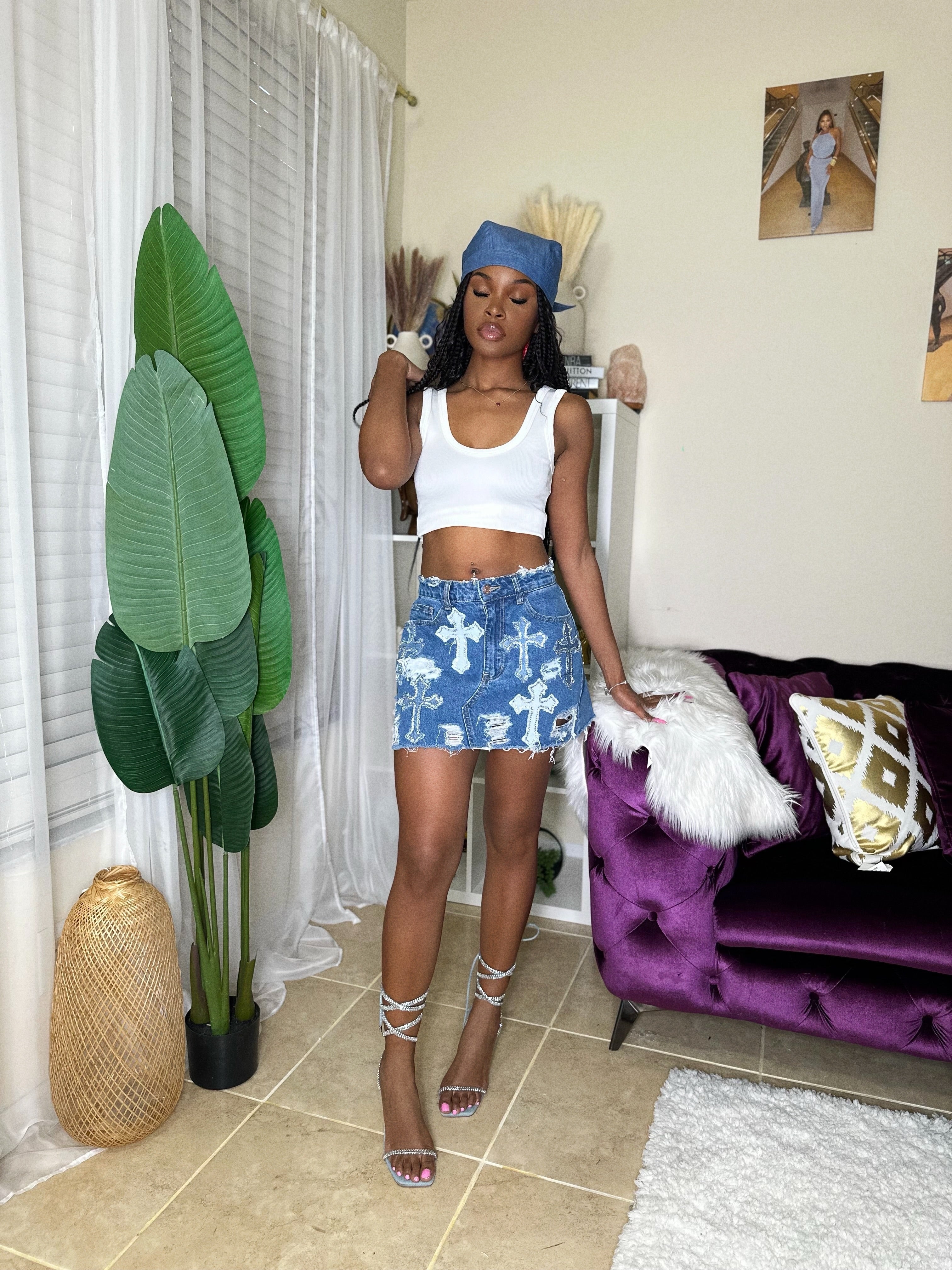 RHINESTONE CROSS SKIRT