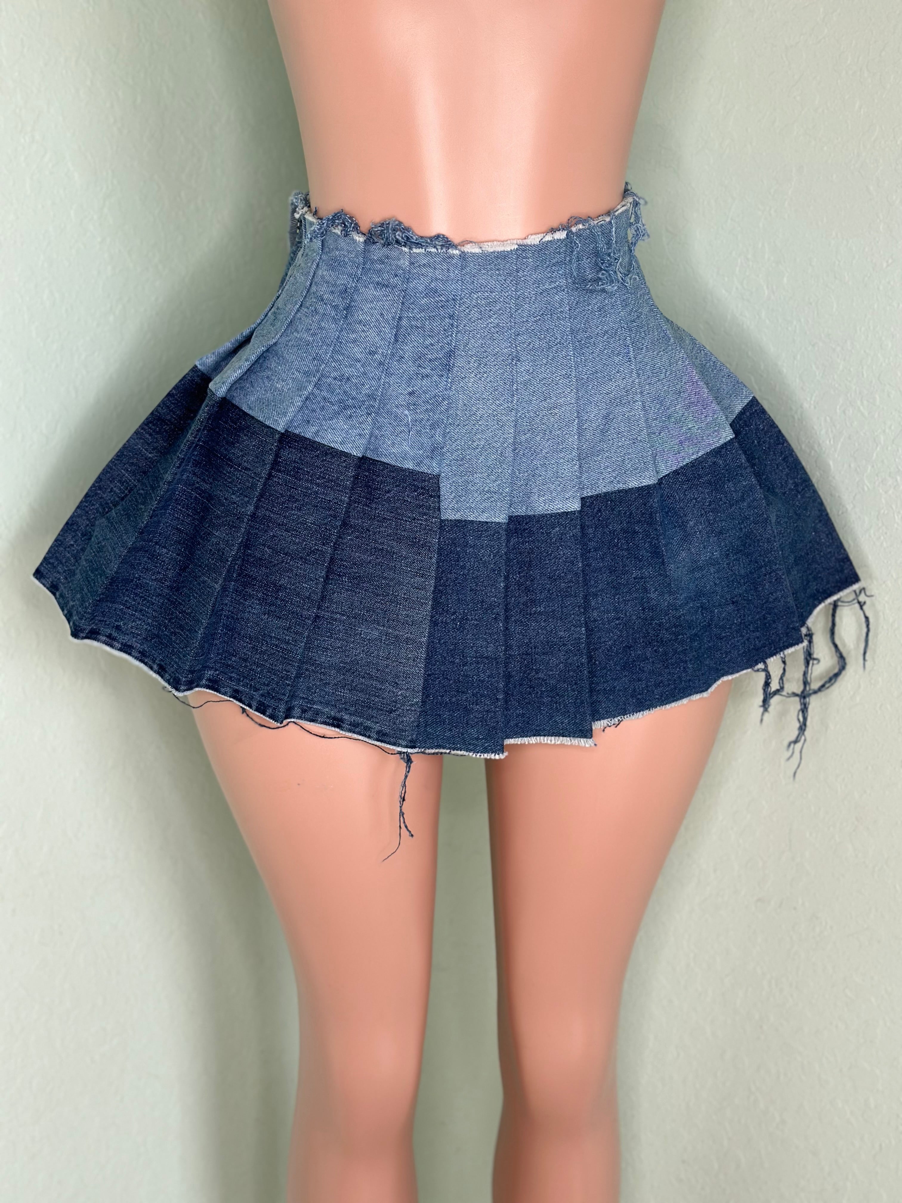 Denim Pleated Skirt #039