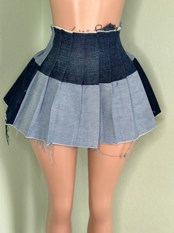 Denim Pleated Skirt #022