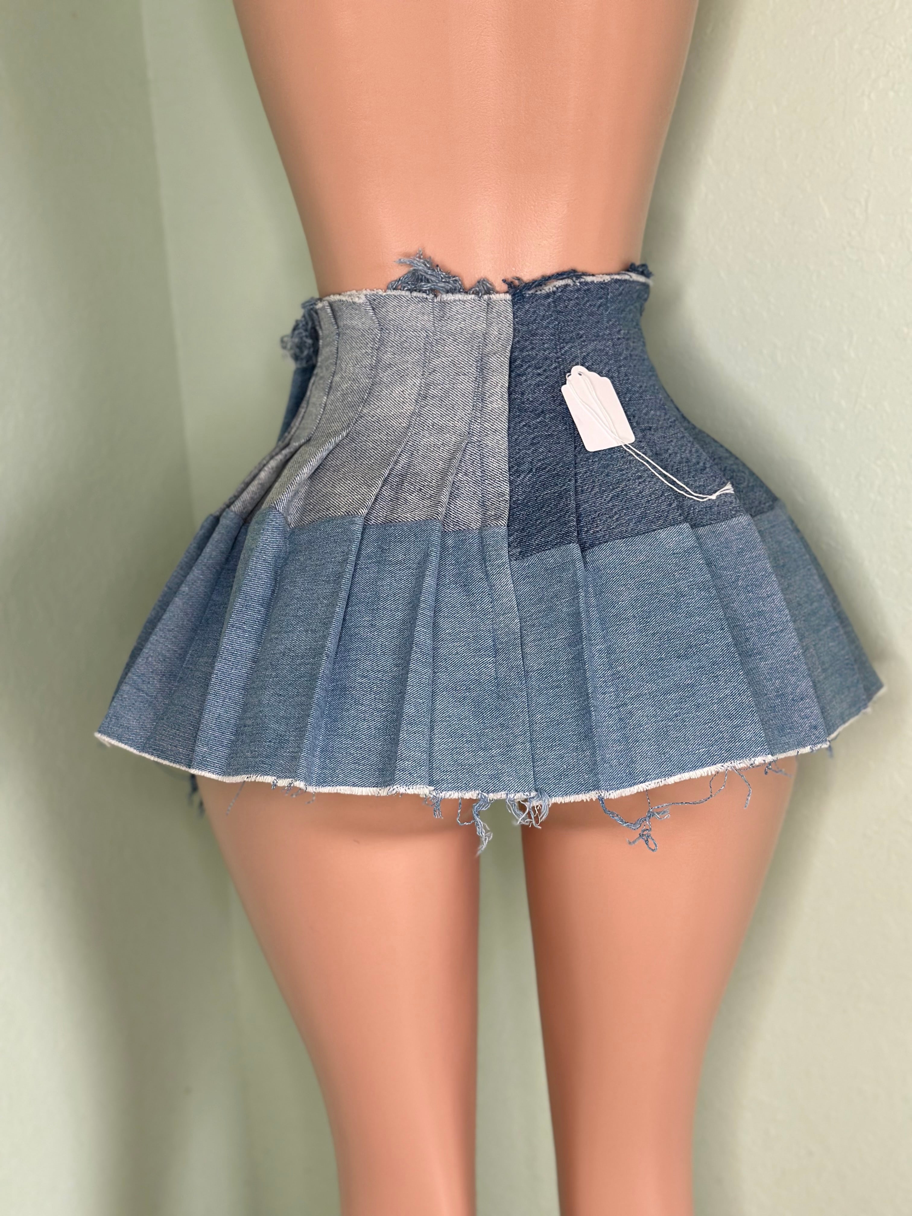 Denim Pleated Skirt #039