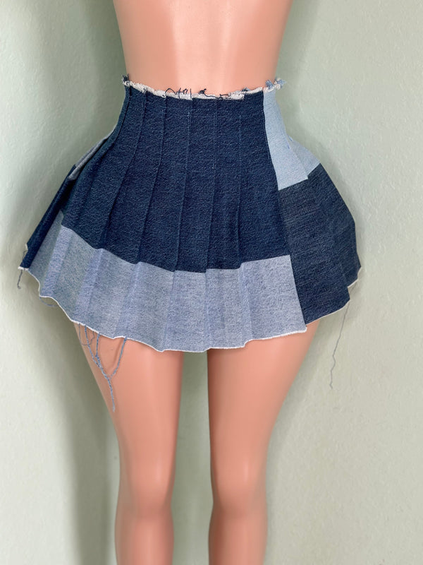 Denim Pleated Skirt #062