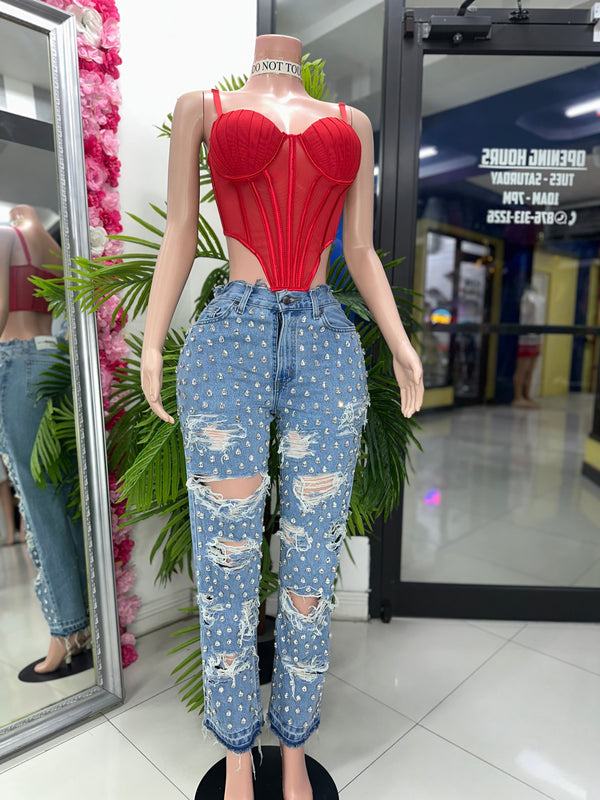 Rhinestone Droplet Pants
