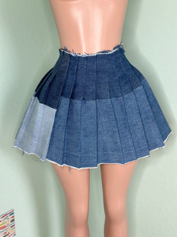 Denim Pleated Skirt #040