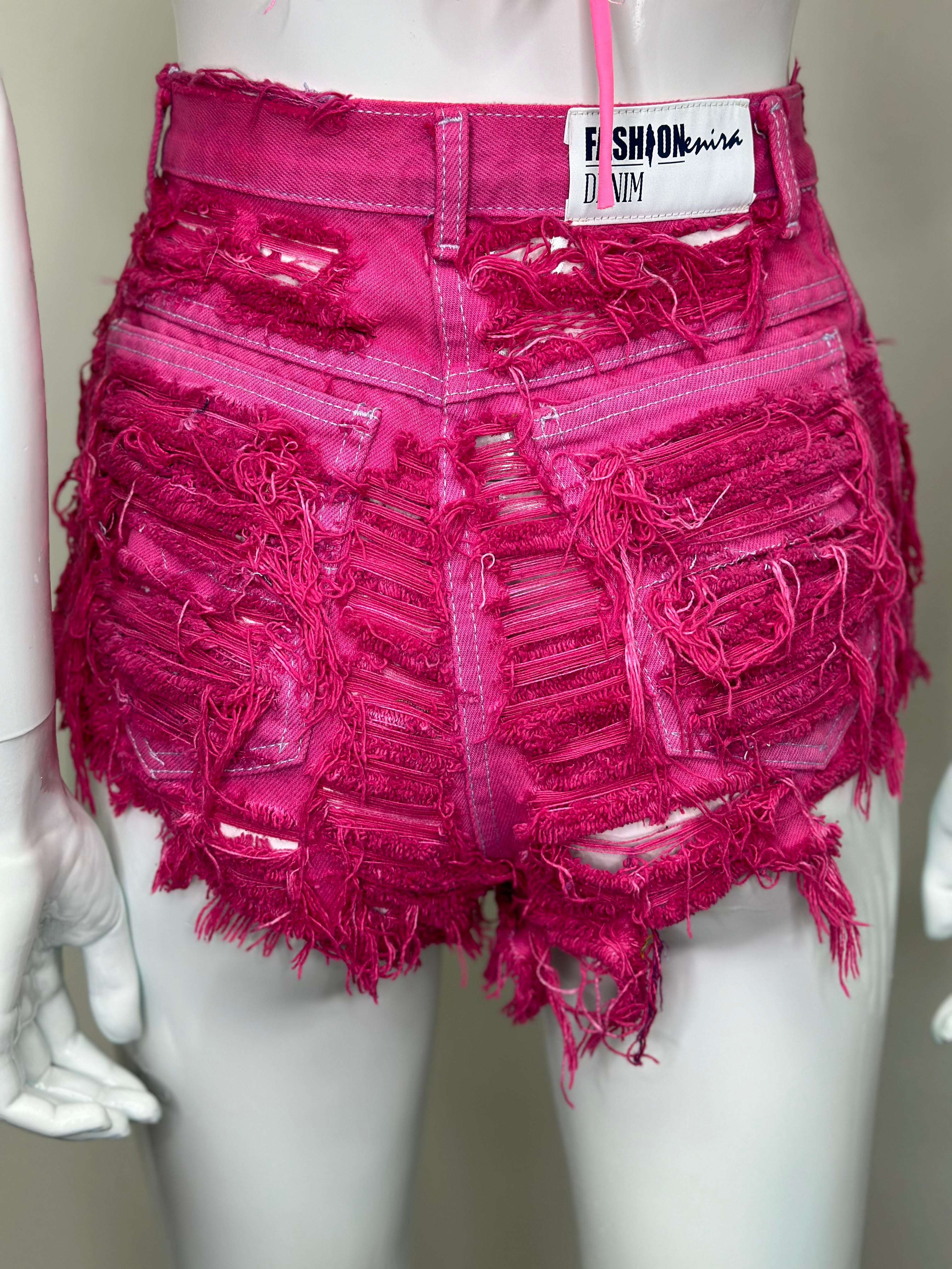 Pink Ripped Shorts #61