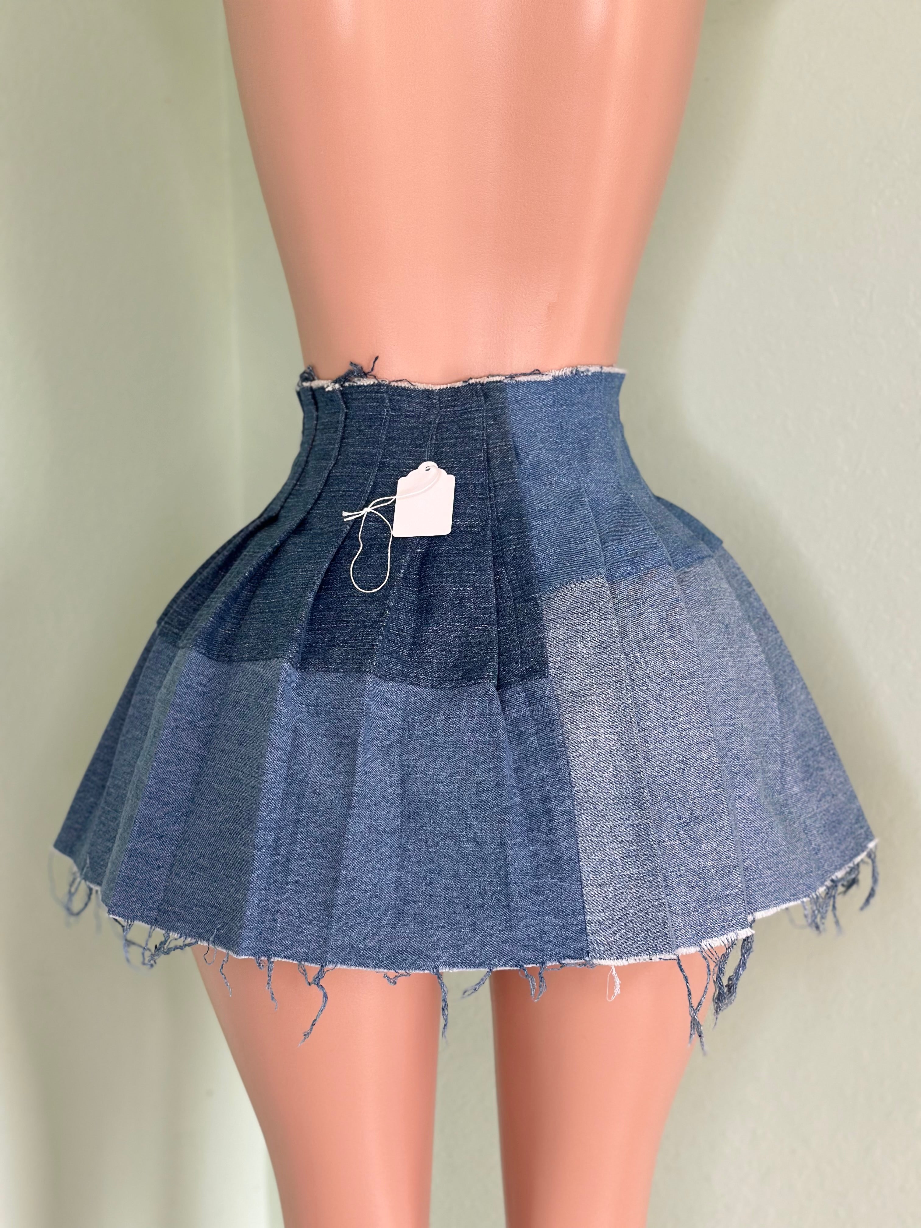 Denim Pleated Skirt #020