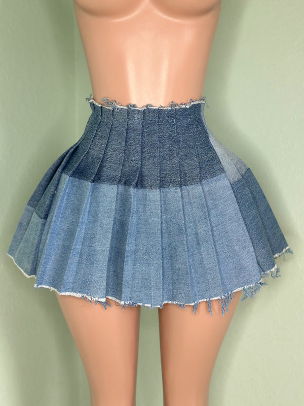 Denim Pleated Skirt #005
