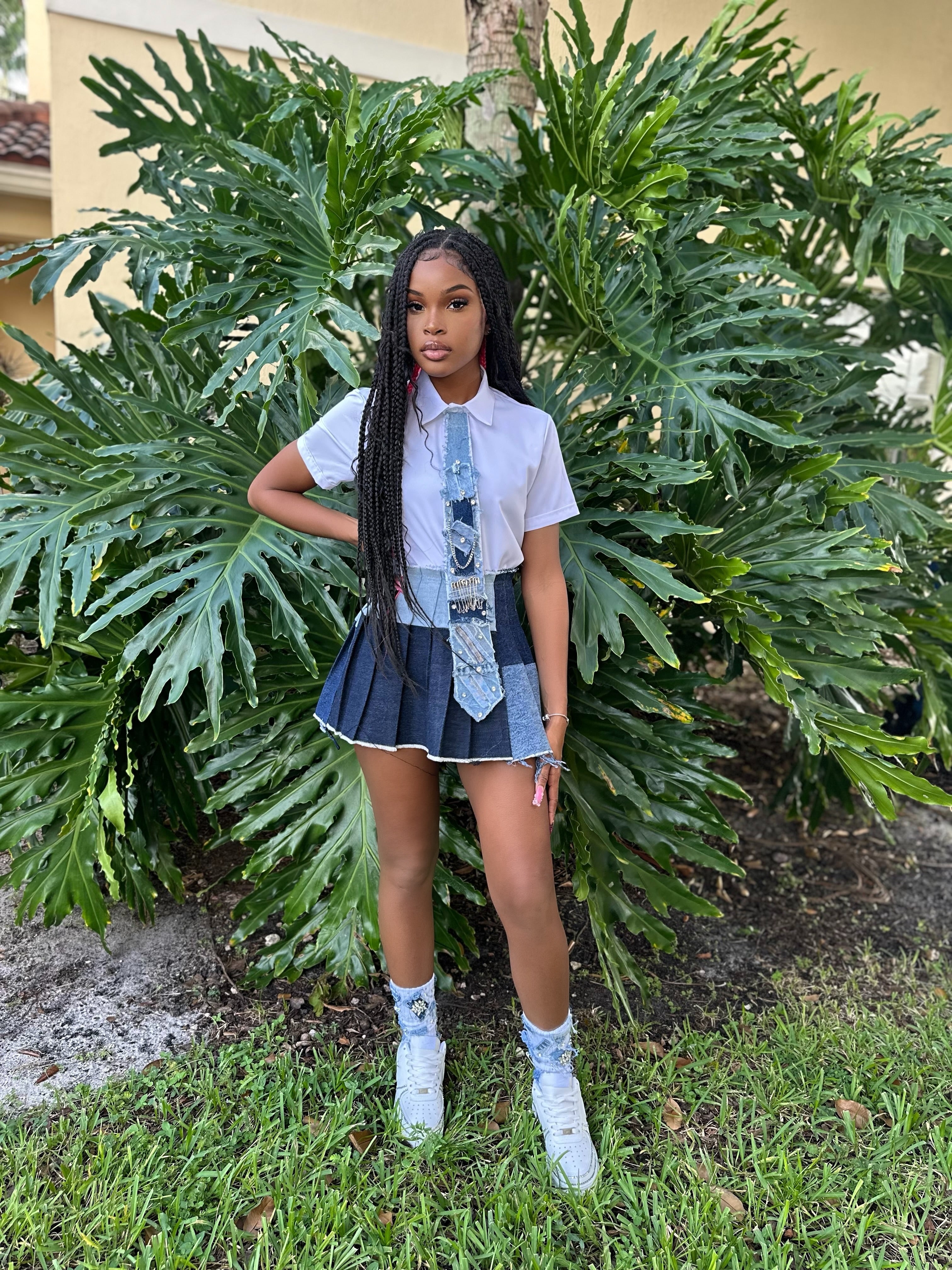 Denim Pleated Skirts