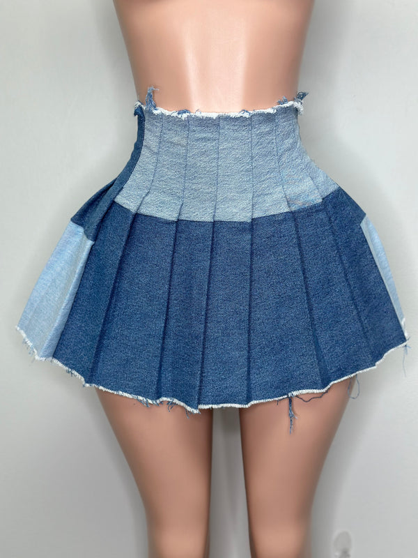 Denim Pleated Skirt #122