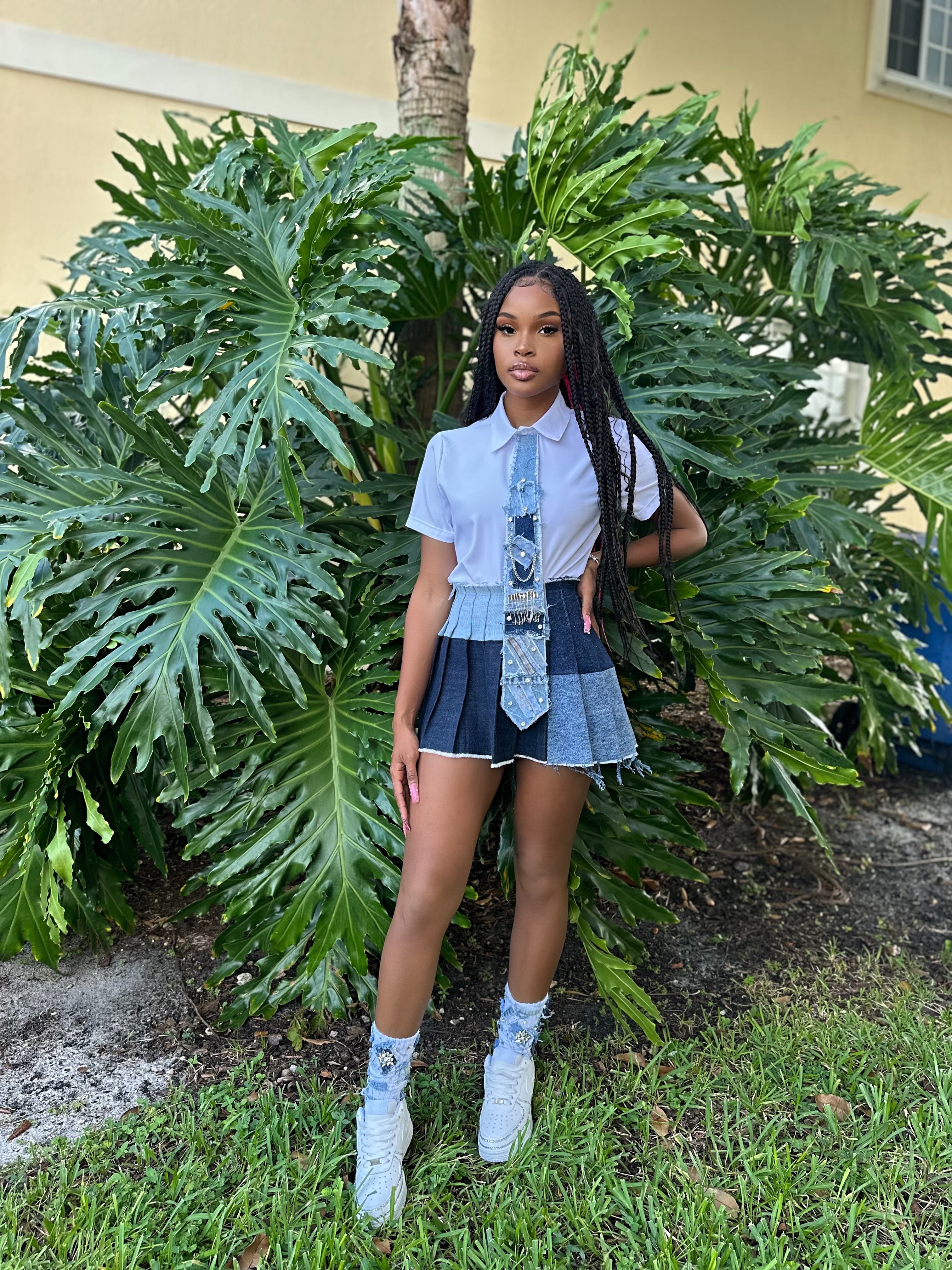 Denim Pleated Skirts