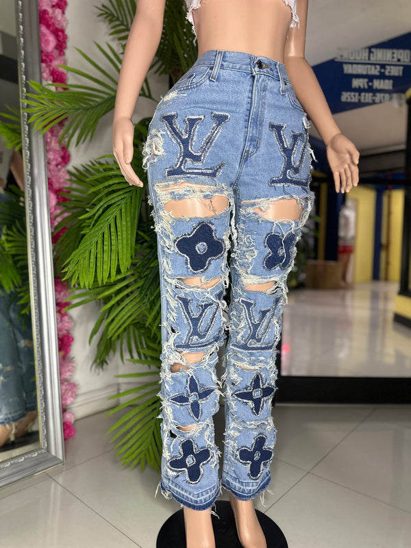 LV Rhinestone Pants