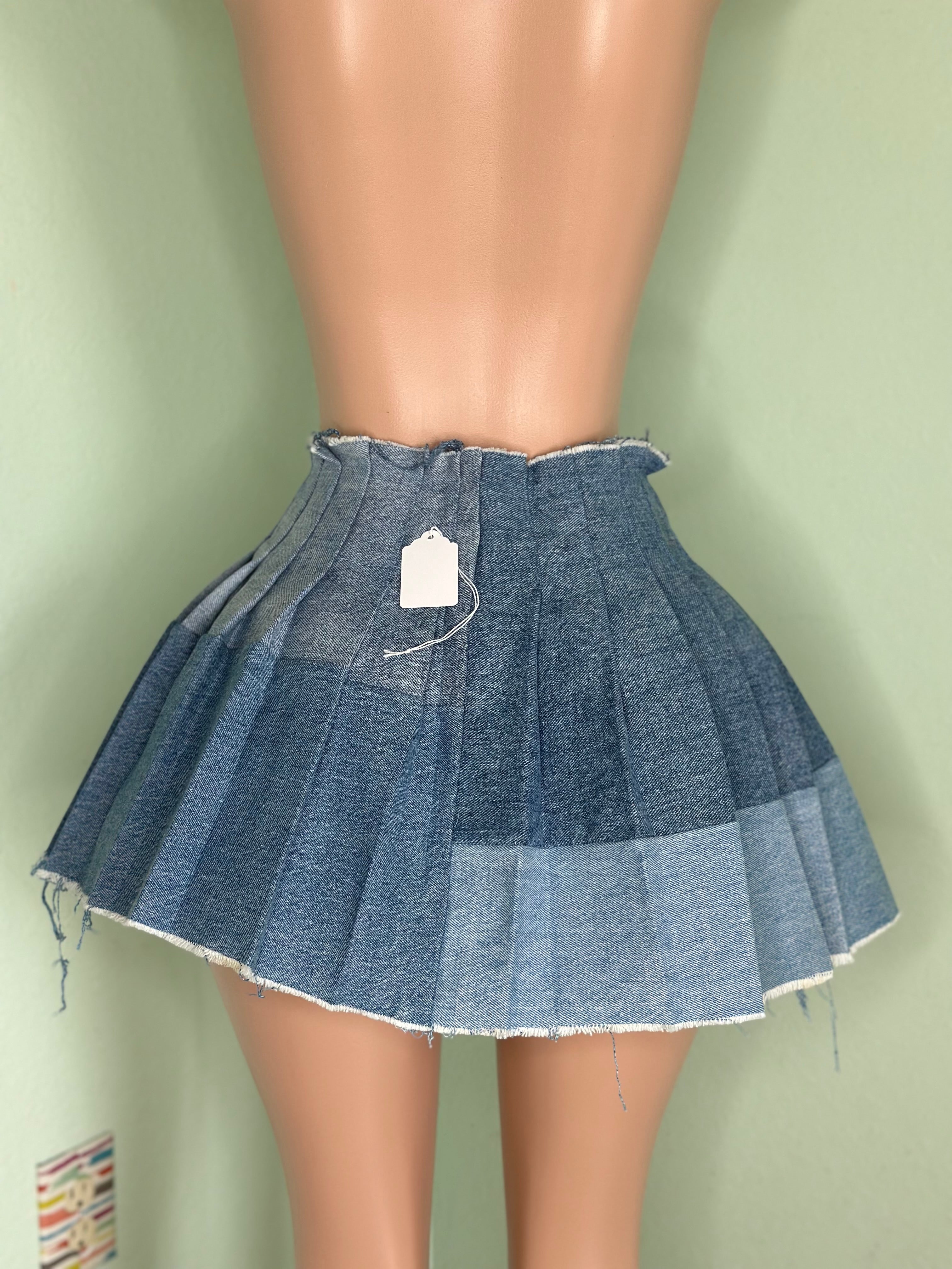 Denim Pleated Skirt #005