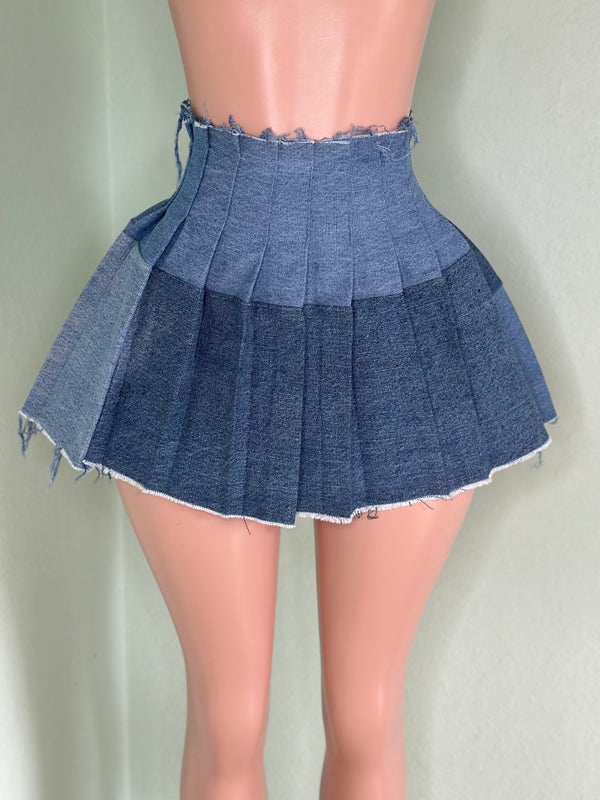 Denim Pleated Skirt #020