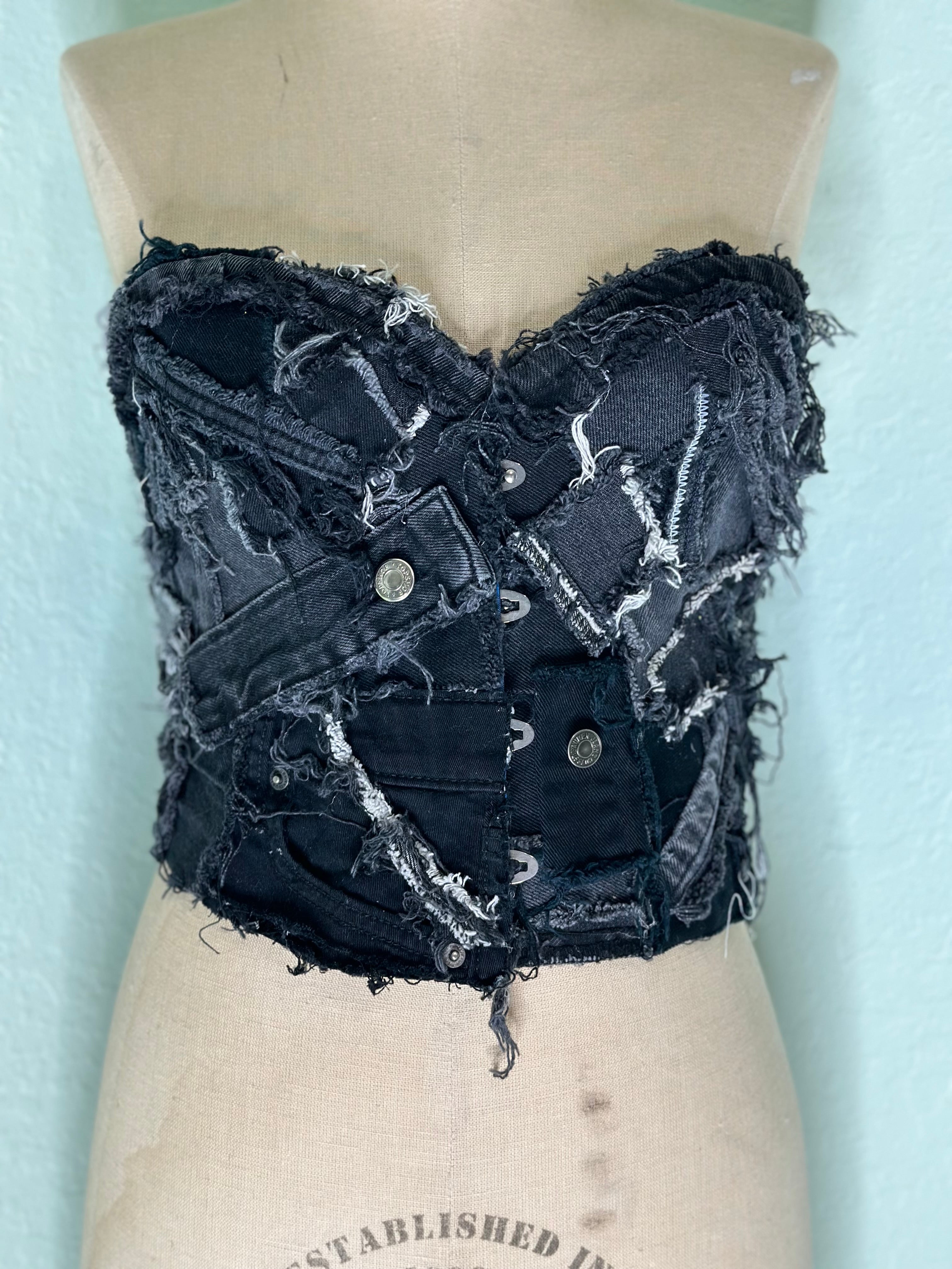 Black Denim Corset #1