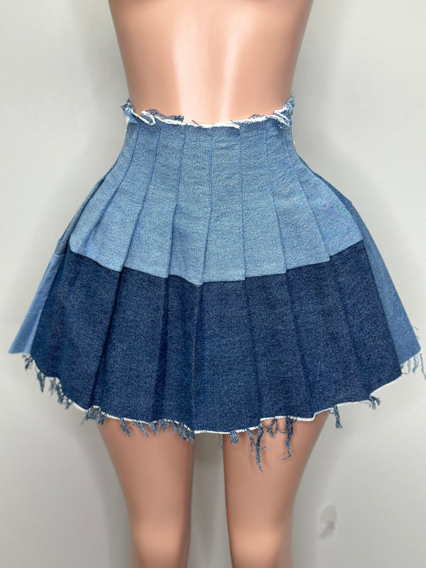 Denim Pleated Skirt #124