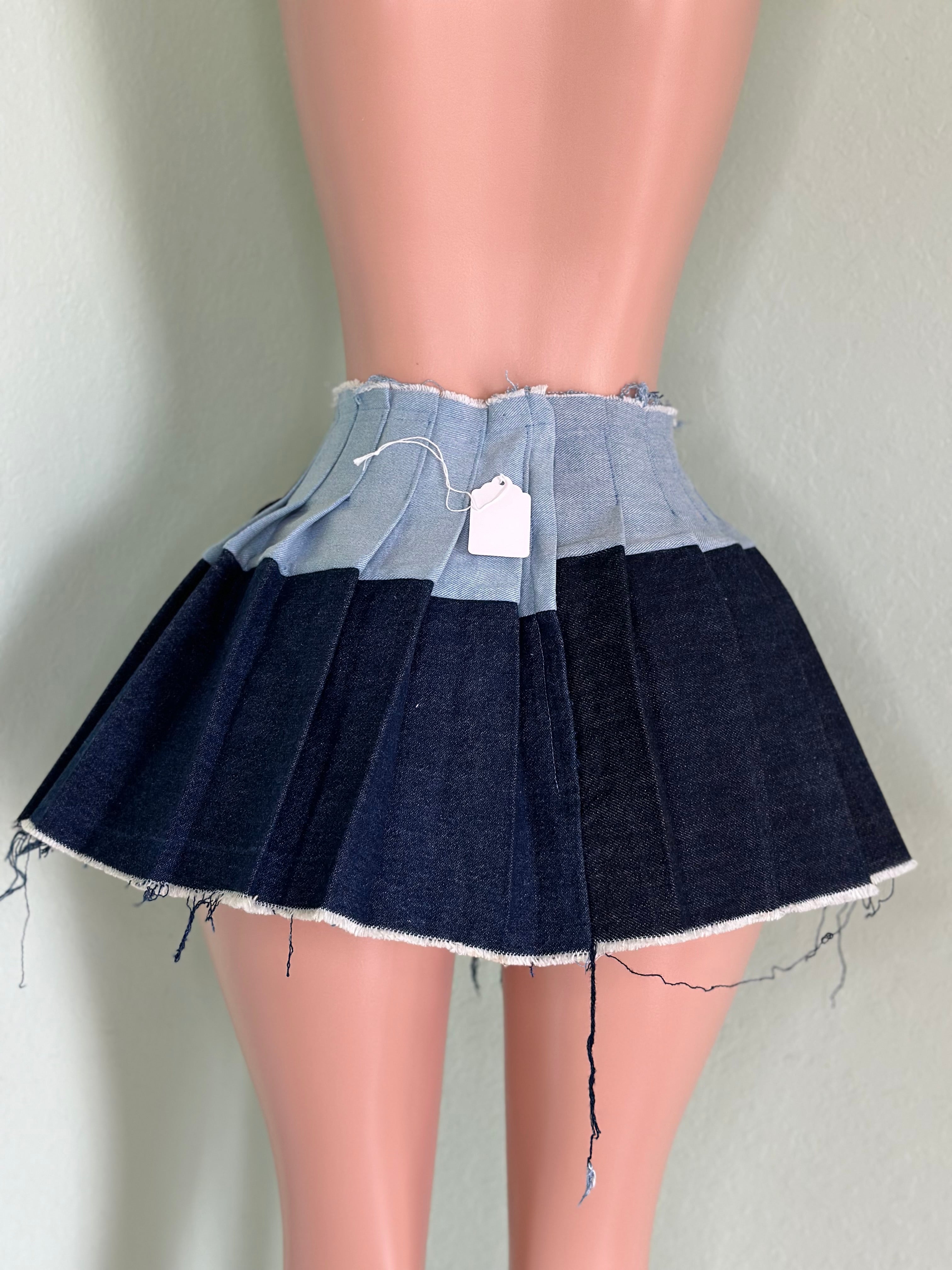 Pleated Denim Skirt #030