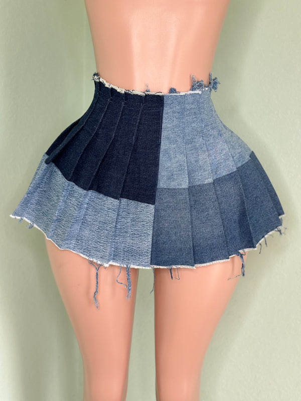 Denim Pleated Skirt #063