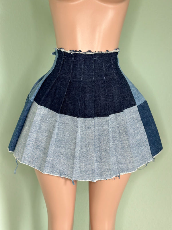 Denim Patch Skirt -#037