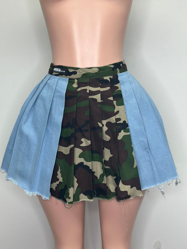 1 of 1 Denim & Camo Skirt