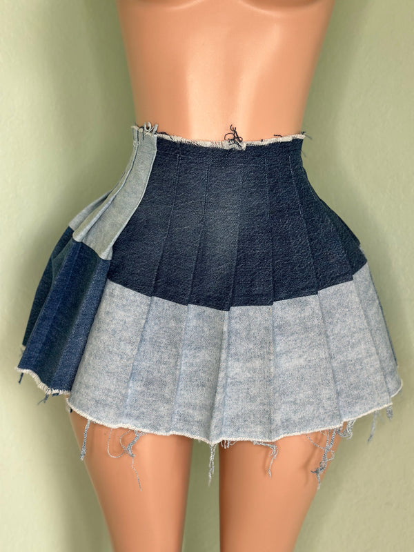Denim Pleated Skirt #032