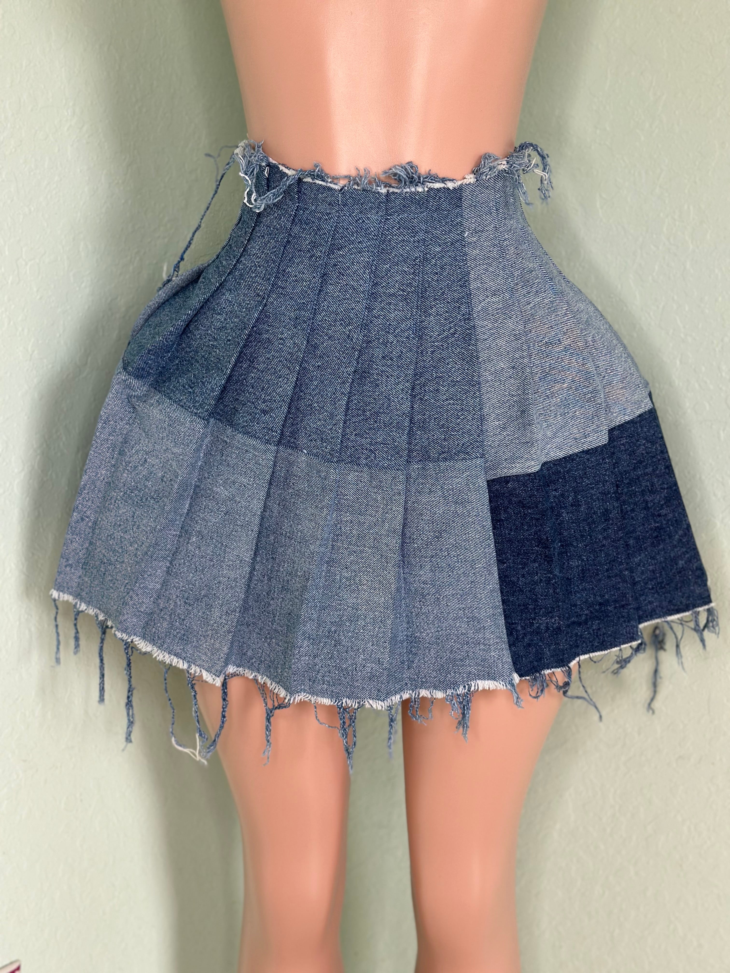 Denim Pleated Skirt