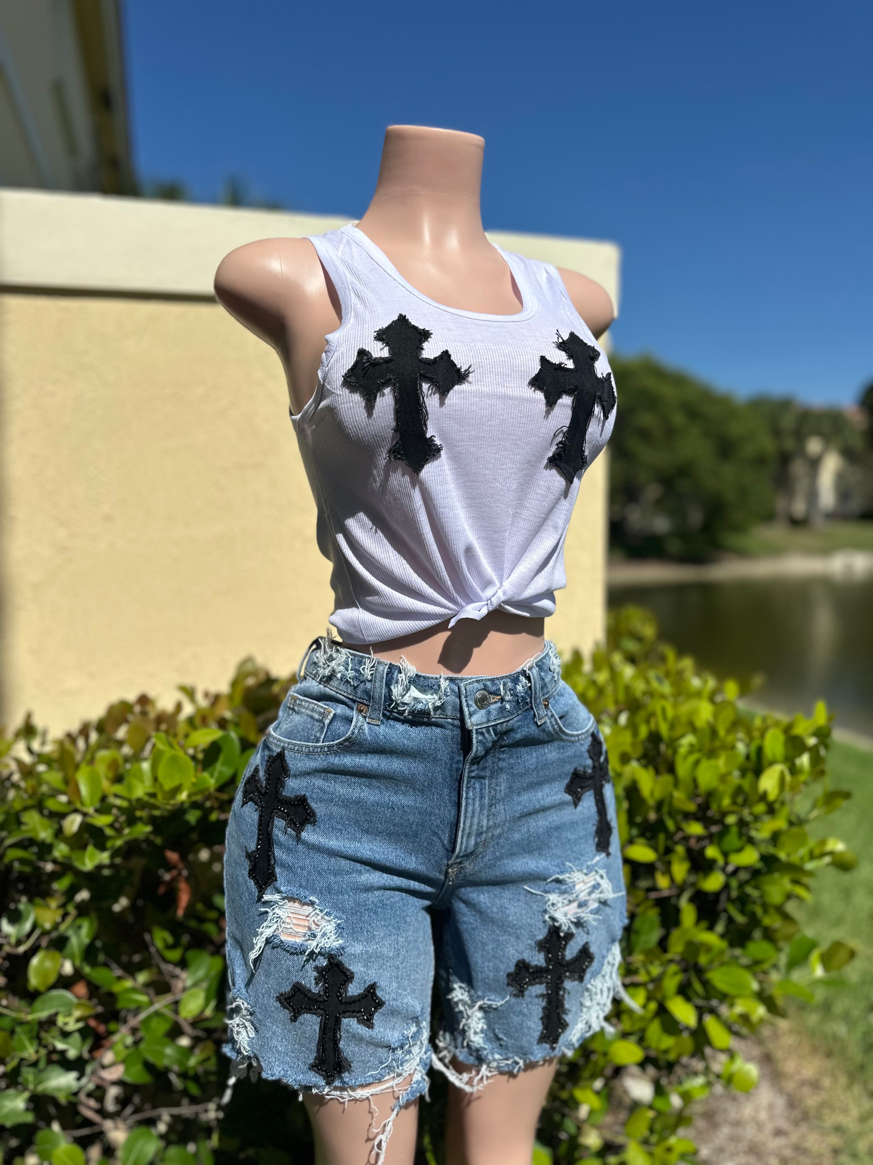 Rhinestone Cross Bermuda