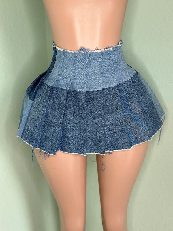 Denim Pleated Skirt #061