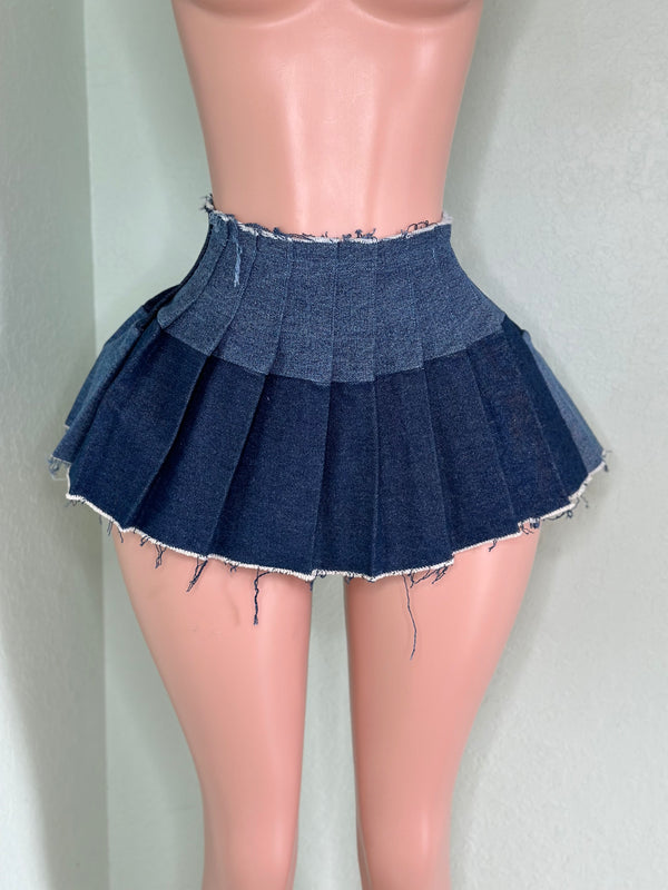 Denim Pleated Skirt #021