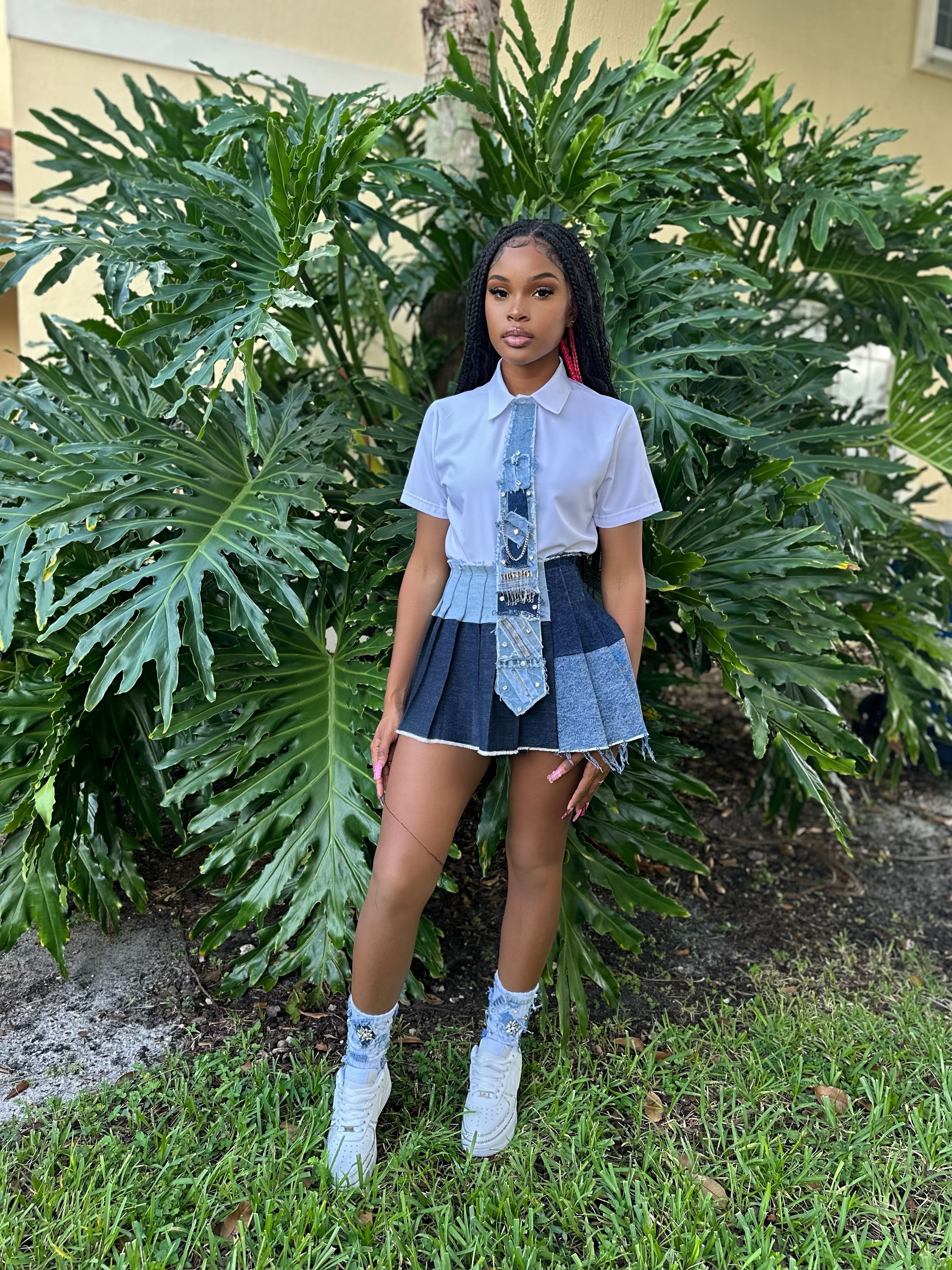 Denim Pleated Skirts