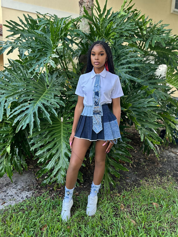 Denim Pleated Skirts