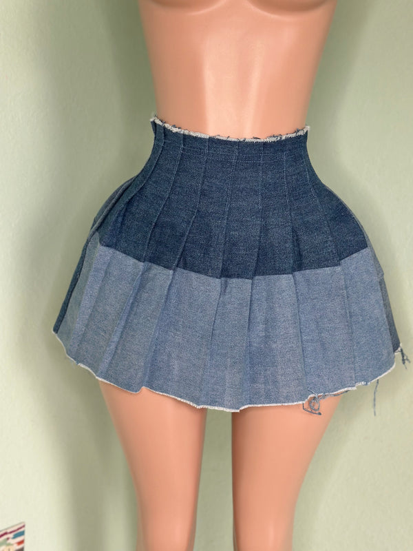 Denim Pleated Skirt #023