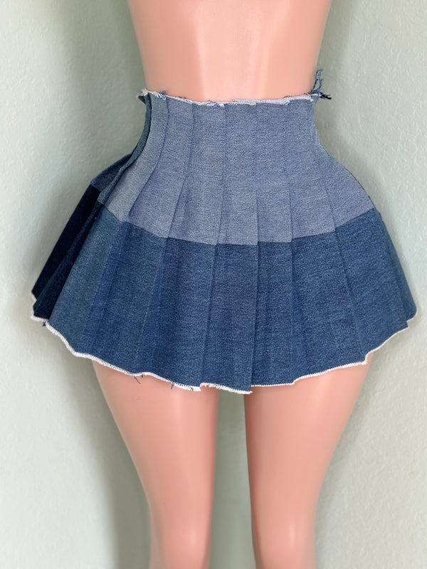 Denim Pleated Skirt #057