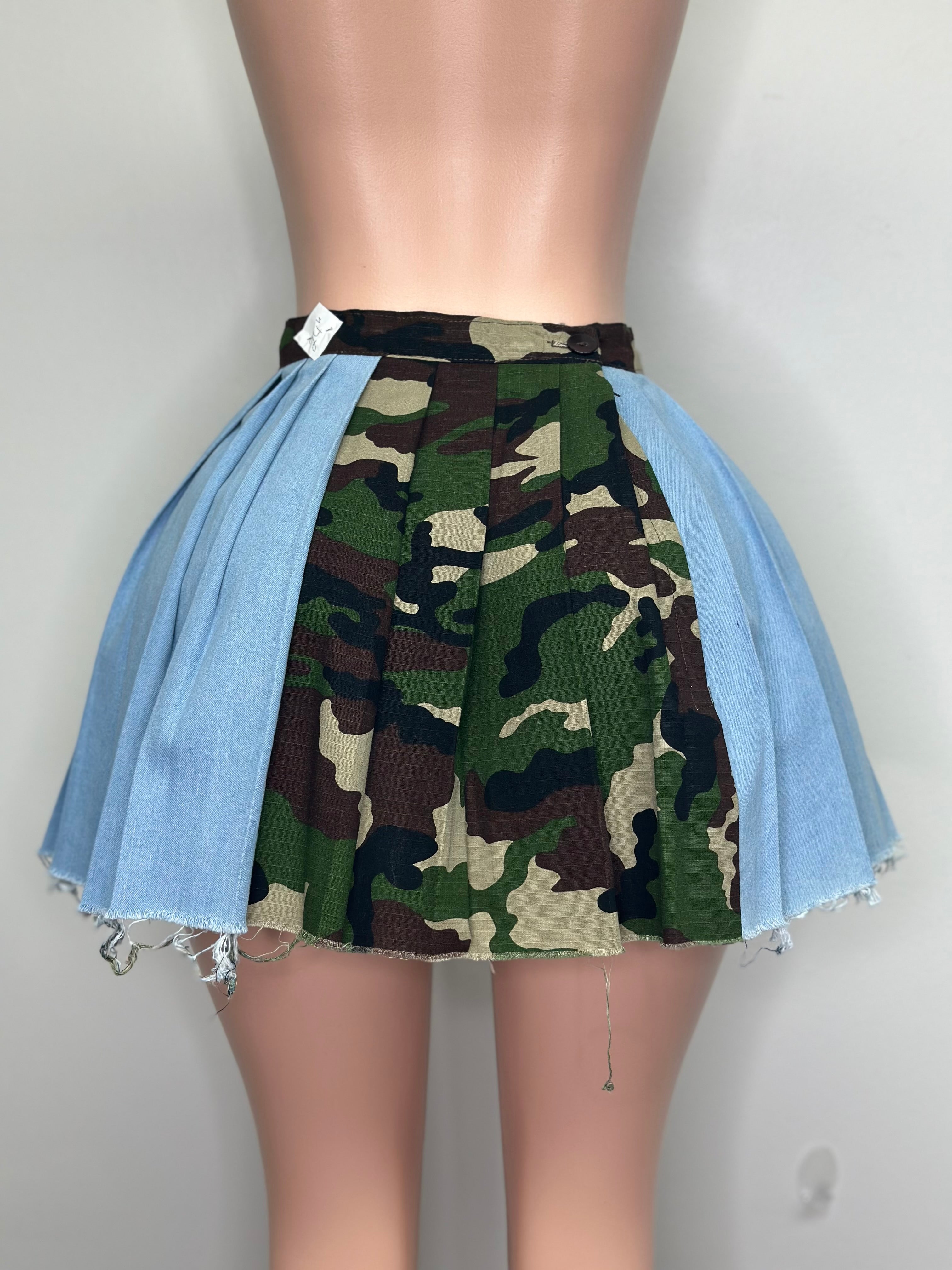 1 of 1 Denim & Camo Skirt