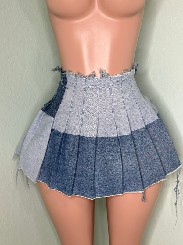 Denim Pleated Skirt #001