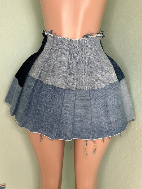 Denim Pleated Skirt #024